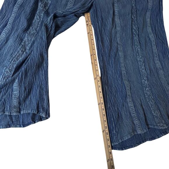 Bunulu Denim Look Crinkle Elasticated Waist Fit n Flare Capri Pant 3X - Picture 7 of 10